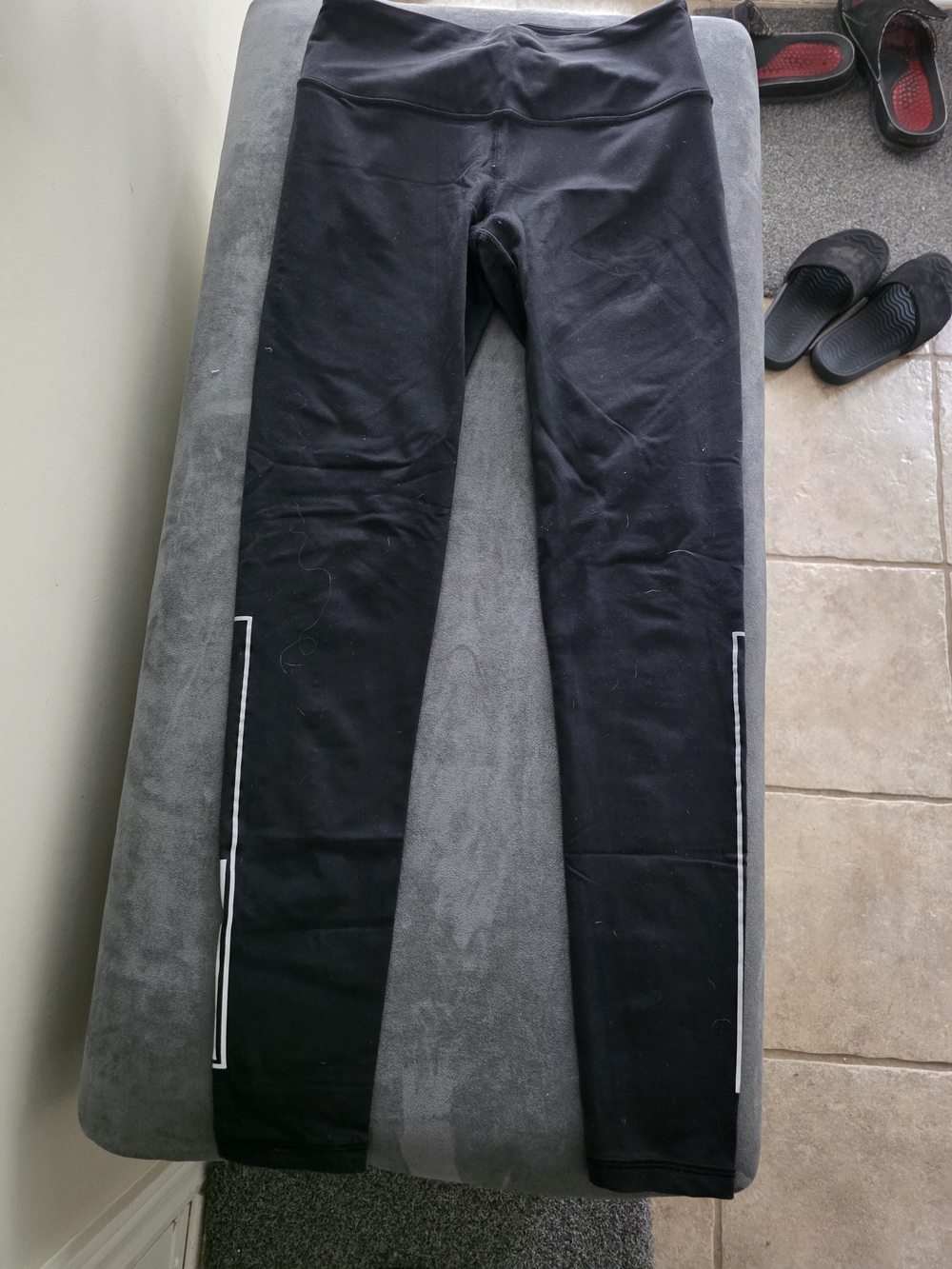 lululemon athletica Black Leggings with White Side Stripe